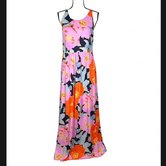 fitted lace wedding dress 60s Purple Orange White Maxi Dress, Tori Richard